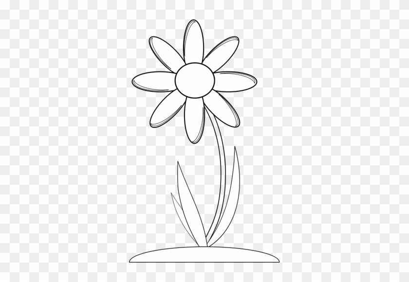 Vector Graphics Of Long Stem Flower For Colouring Book - Flower Png Bw #1015353