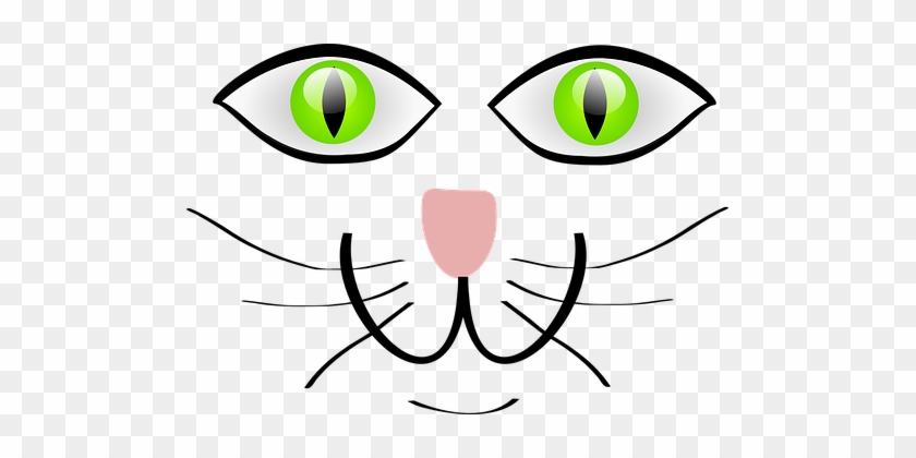 Cat Green Eyes Happy Animal Pet Funny Smil - Cartoon Cat Face Png #1015400