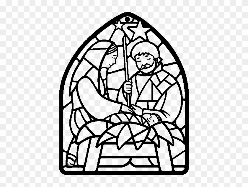 Nativity Scene Christmas Decorations Coloring - Stained Glass Nativity Coloring Page #1015654