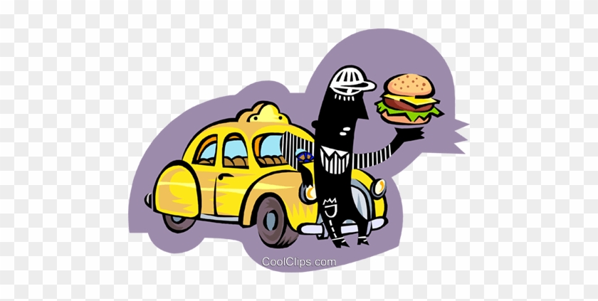 Taxi Driver Taking Lunch Break Royalty Free Vector - Fast Food #1015839