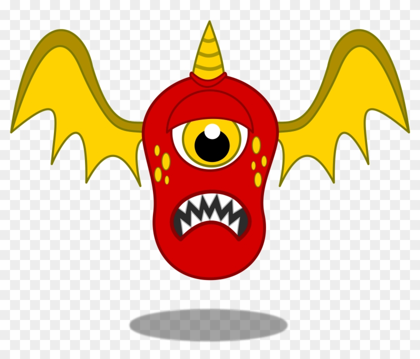 Monster Clipart Flying - Flying Red Monster #1015917