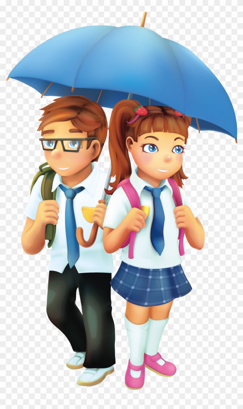 Umbrella Stock Photography Boy Girl - Cartoon Boy With Umbrella #1016132