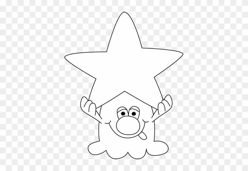 Black And White Monster Holding A Star - Cute Monsters Clipart Png Black And White #1016166