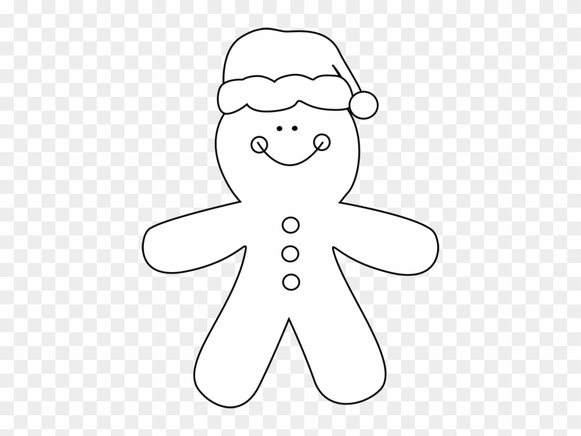 Black And White Gingerbread Santa Clip Art Large Black - Cute Santa Black And White #1016195