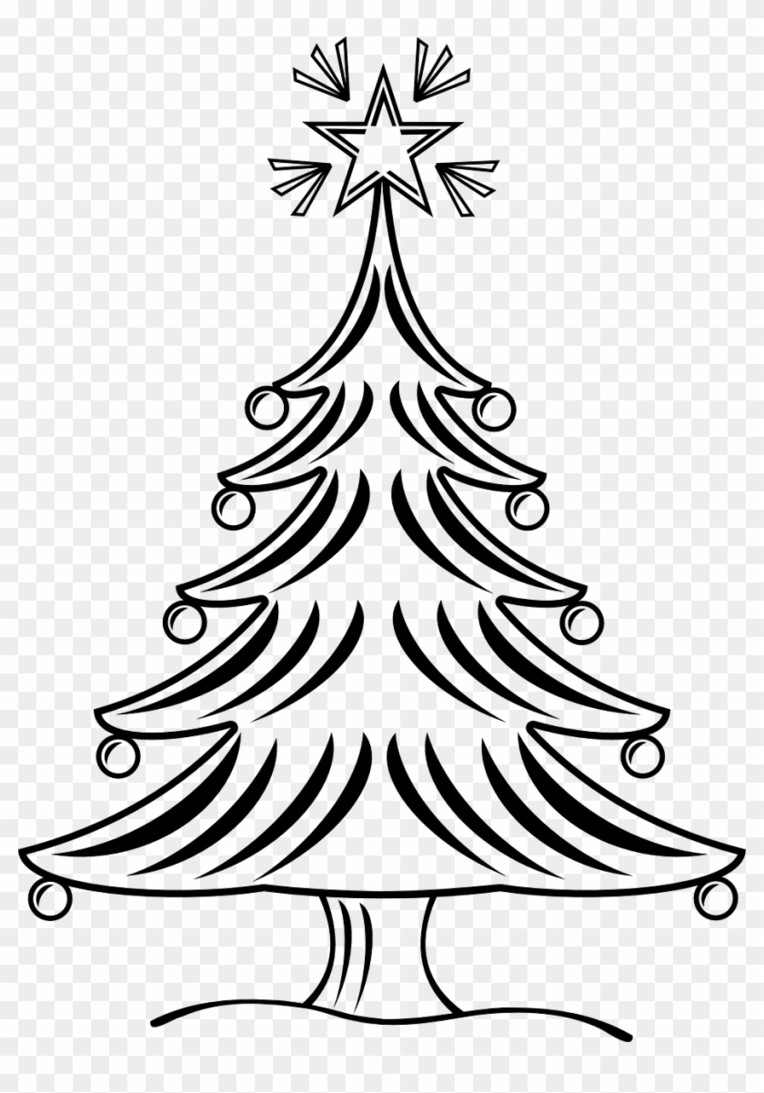 Free Printable Christmas Coloring Pages - Christmas Tree Drawing Black And White #1016210
