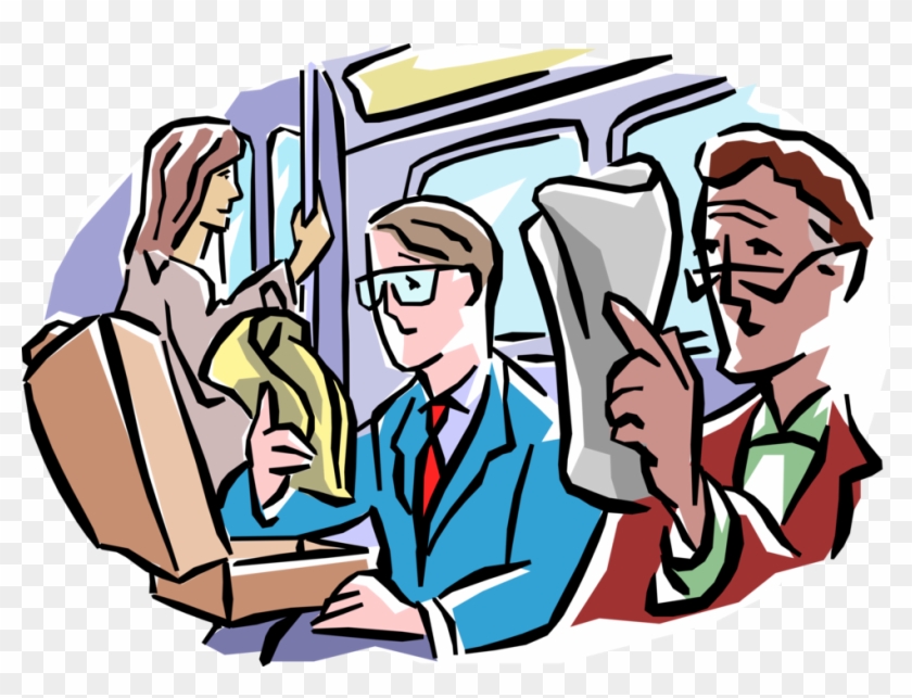 Vector Illustration Of Businessmen Commuter Subway - Illustration #1016686