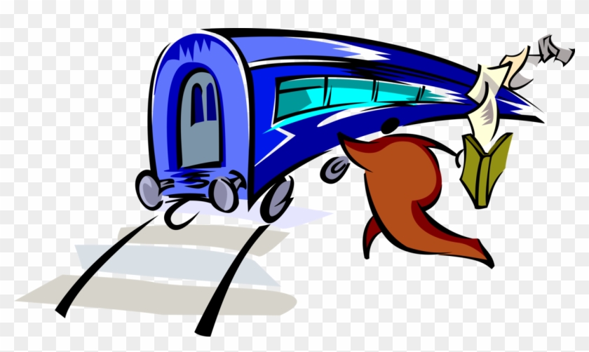 Vector Illustration Of Passenger Commuter Running To - Vector Illustration Of Passenger Commuter Running To #1016696