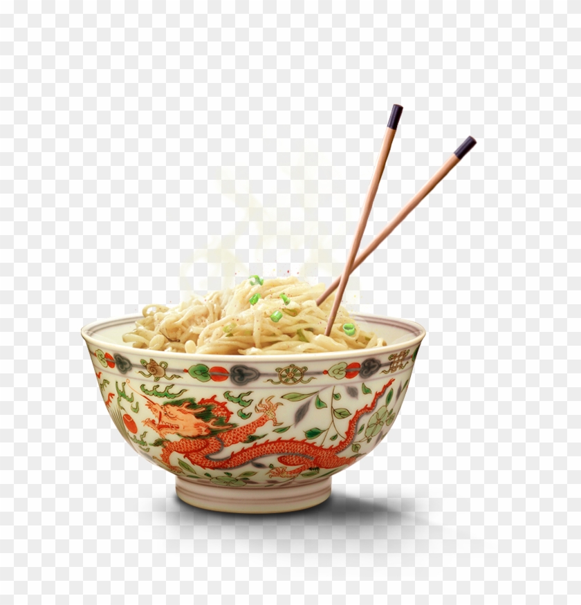Noodle - Pair Of Bowls (wan) With Dragons Chasing Flaming Pearl #1016721