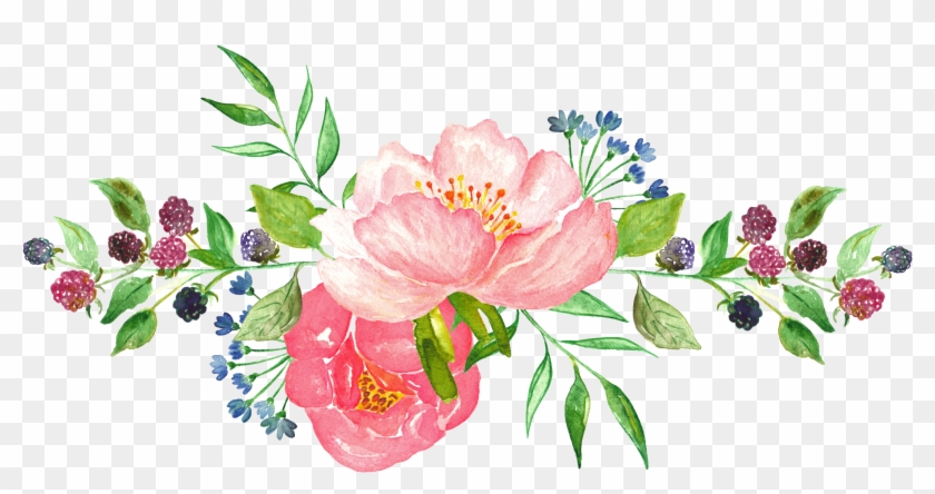 Watercolor Flowers 3506 1992 Transp Png Free Pink - Watercolor Flowers Flowers Png #1016845