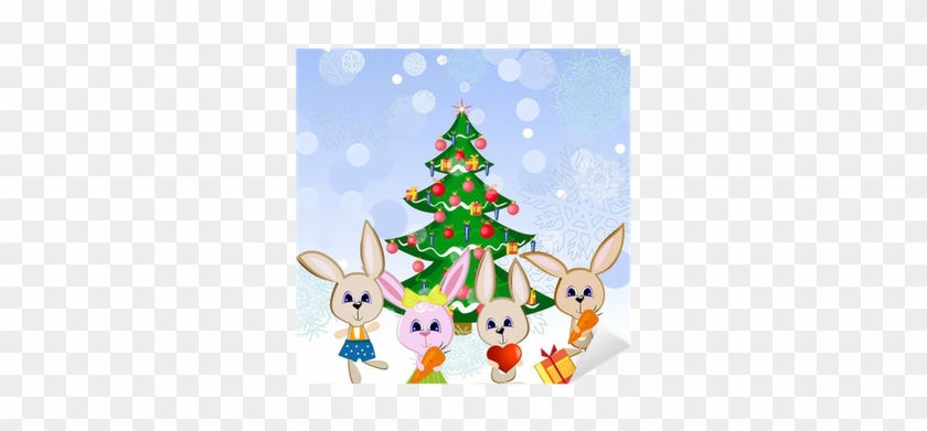 Vinilo Pixerstick Liebres Navidad Bajo El Árbol De - Natal #1016984