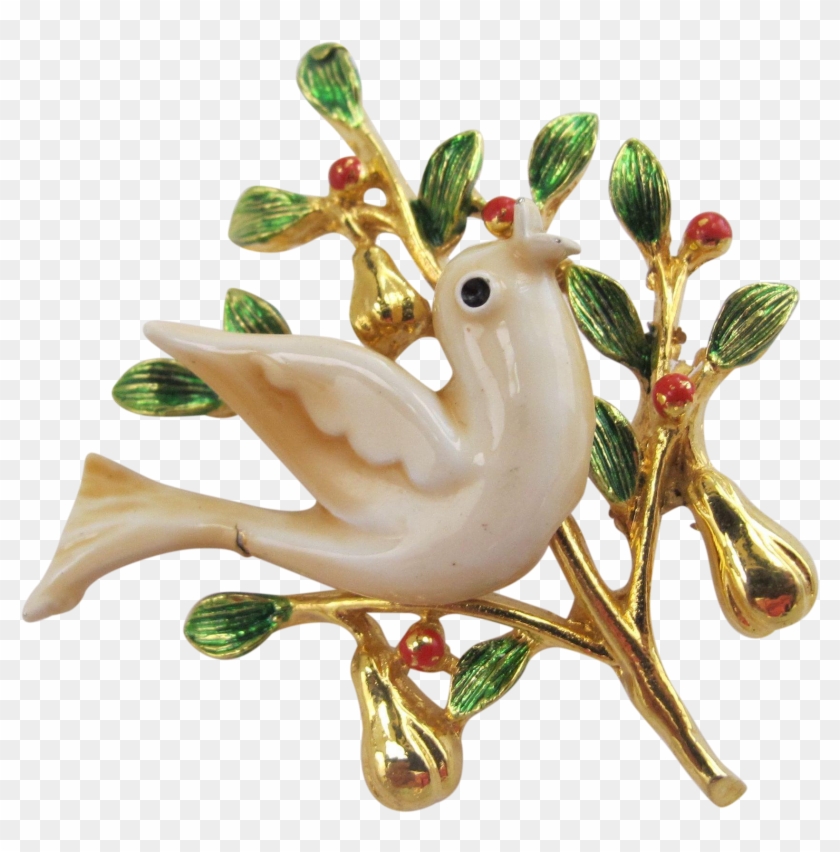 Vintage Signed Art Rare Enamel Bird In Partridge Tree - Figurine #1017004