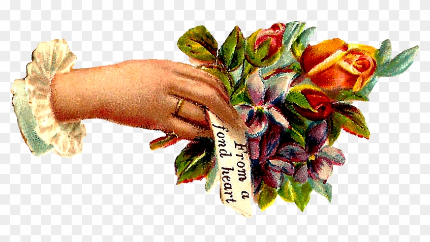 This Is A Sweet Digital Graphic Of A Victorian Hand - Victorian Flower Hand #1017100