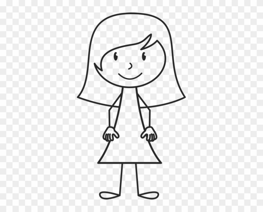 Girl Wearing Solid Dress Stamp - Stick Figure With Dress #1017150