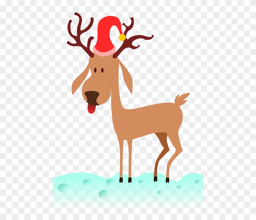 Red, Cartoon, Deer, Flying, Free, Ice, Hat, Christmas - Christmas Reindeer Twin Duvet #1017465