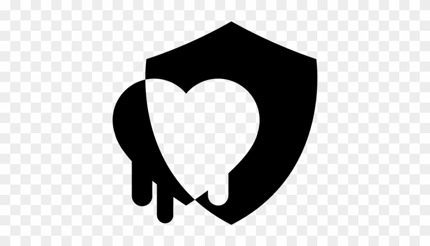 Security Symbol Of A Shield With A Melted Heart Vector - Symbol #1017522