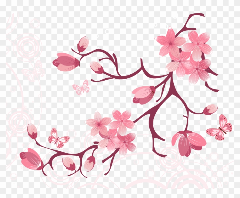 Vector Tree Branches Flowers - Png Flowers Art Vector #1017550
