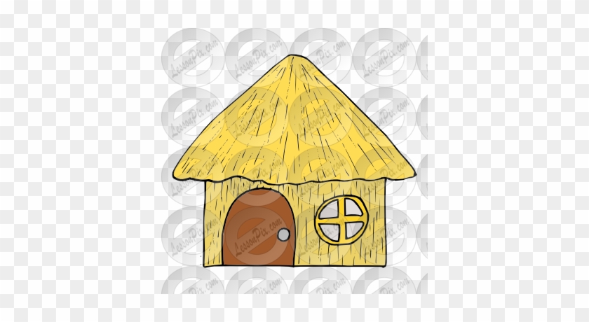 Straw House Picture For Classroom / Therapy Use - Clip Art #1017640