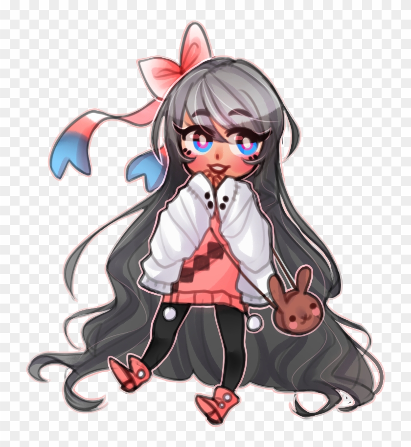 Gaia Gaiaonline Bunny Sylveon Grey Hair Chibi - Cartoon #1017831
