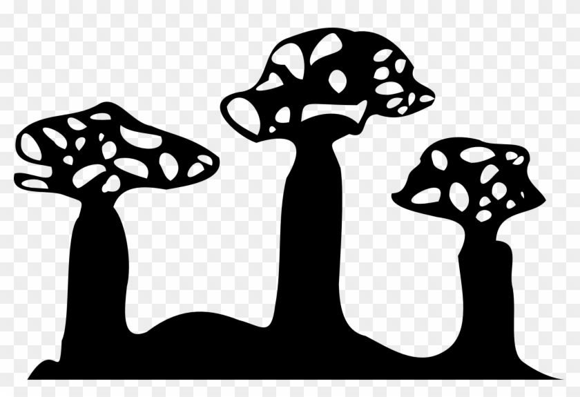 Black And White Silhouette Art - Fungi Silhouette #1017832