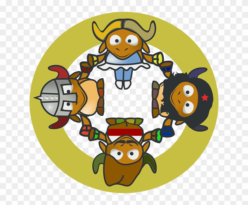 Circle, Cartoon, Hands, Cows, Hold, Hand, Cow - Baby Gnu #1017954