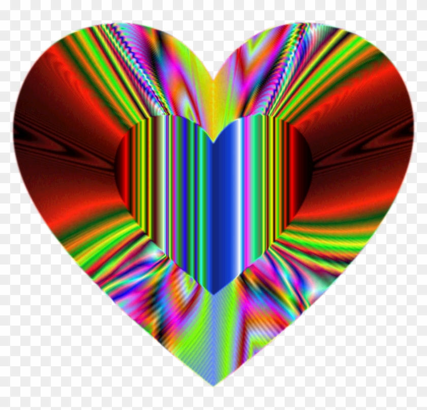 Psychedelic Clipart Heart Flower - Clip Art #1018135