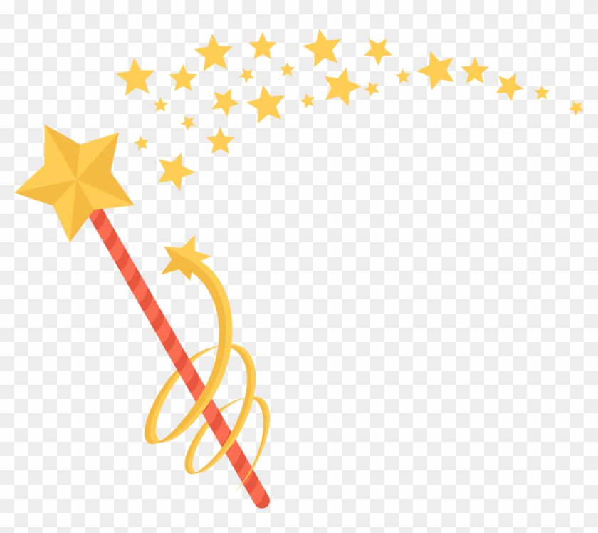 Hand Painted Yellow Star Magic Wand - Desenho De Estrelinhas Coloridas #1018475