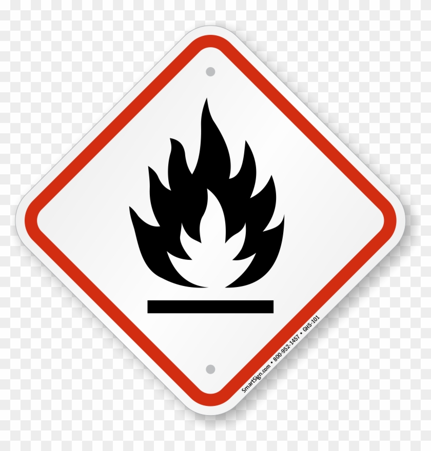 Ghs Flammable Pictogram Sign, Diamond Shaped, Sku - Ghs Signs #1018493