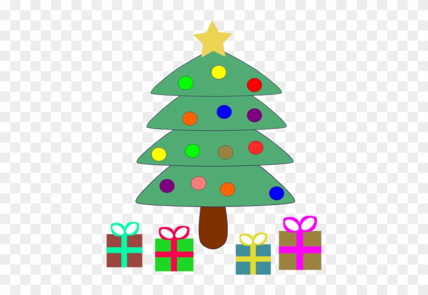 Vector Clip Arte De Dibujos Animados Presenta Bajo - Christmas Tree With Gifts Clipart #1018685