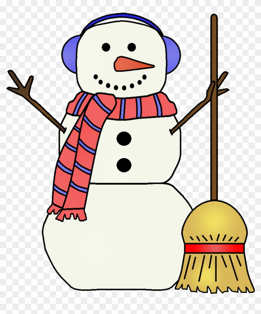 Fancy Snowman Clipart - Snowman With Broom Clipart #1018941