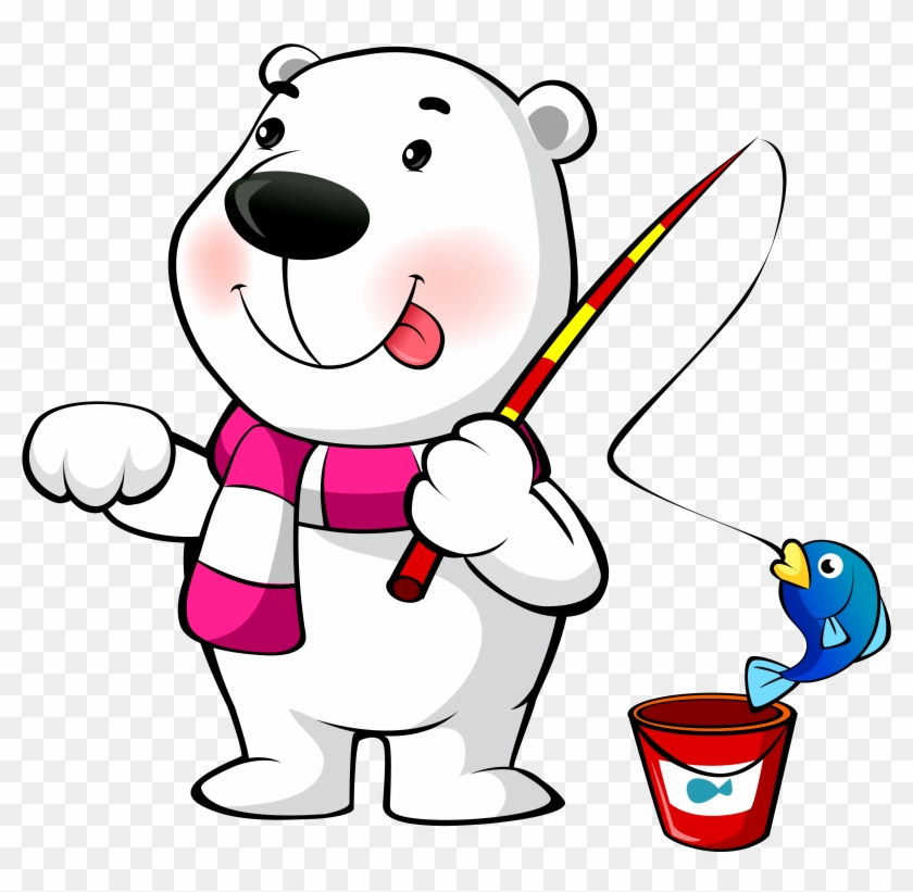 Polar Bear Cartoon - Polar Bear Fishing Cartoon Png #1019239