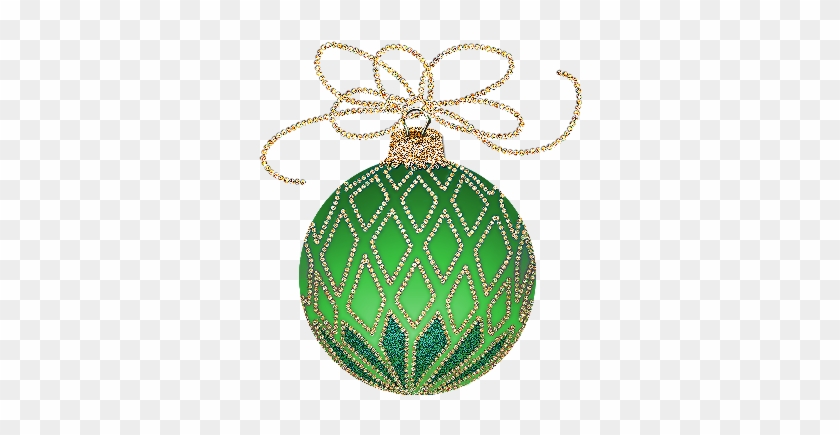 Christmas Green And Gold Ornament Clipart - Green And Gold Ornaments #1019594