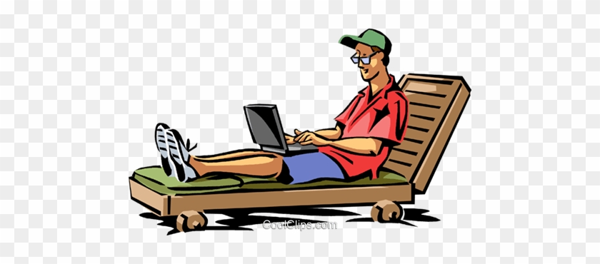 Man Relaxing In Beach Chair Royalty Free Vector Clip - Person On Lawn Chair Clipart #1019805
