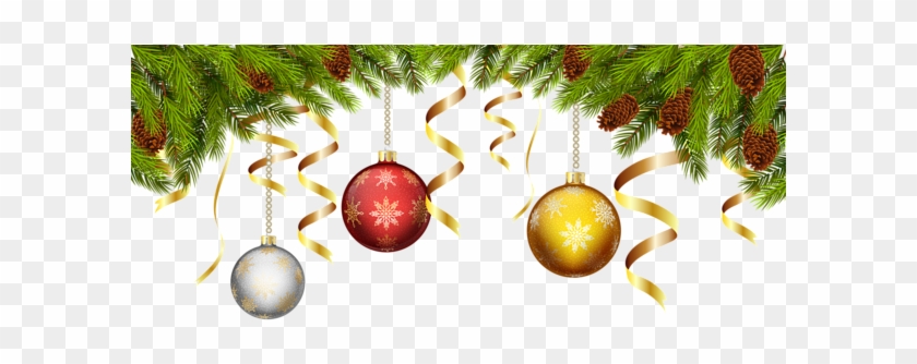 Christmas Balls With Pine Branch Decoration Png Clip - Christmas Balls Decoration Png #1020079
