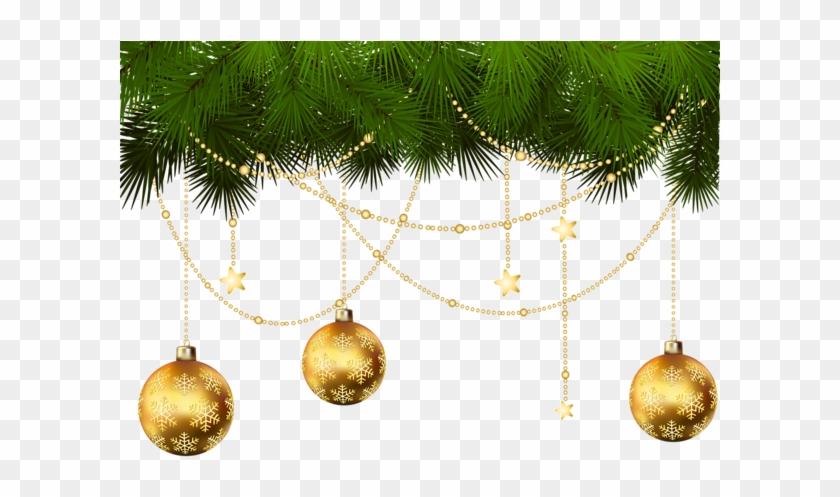 Pine Branches And Christmas Ornaments Transparent Png - Christmas Tree Branche Png #1020097