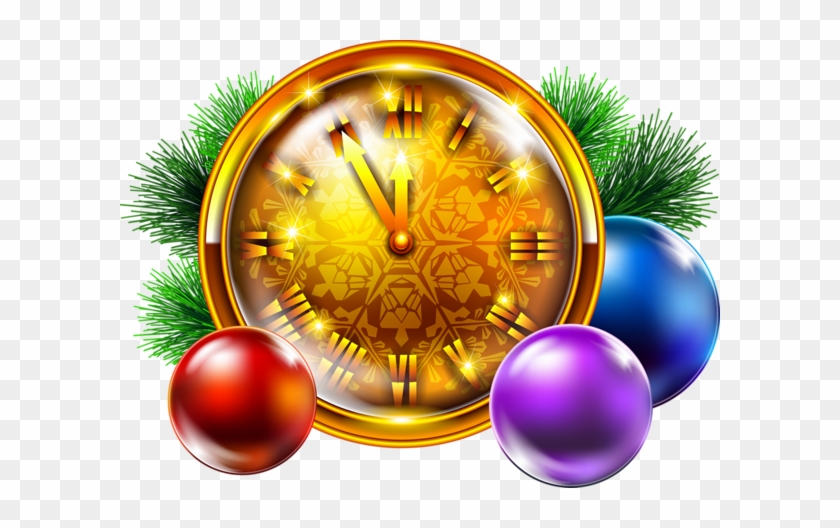 Transparent Golden Christmas Clock With Decoration - С Новым Годом Гиф #1020116
