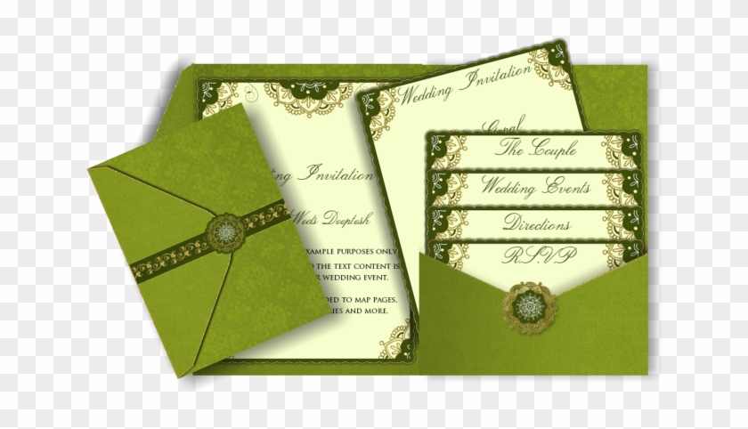 Dark Green Wedding Invitations Green Gold Mandala Damask - Wedding Invitation Green And Gold #1020281
