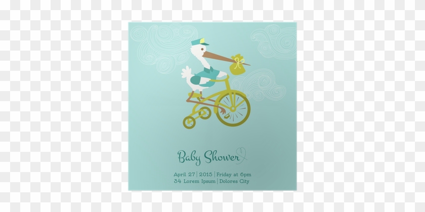 Baby Shower Or Arrival Card With Stork - Parrot #1020323
