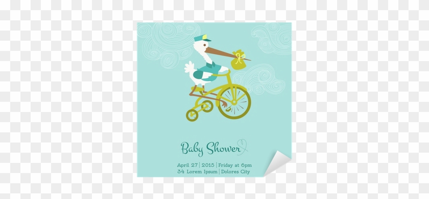 Sticker Baby Shower Ou Carte D'arrivée Avec Stork - Please Join Us Baby Shower #1020340