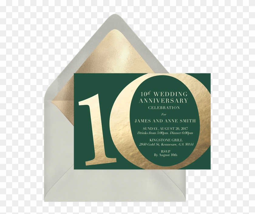 Golden Decade Invitation In Green - Wedding Invitation #1020410