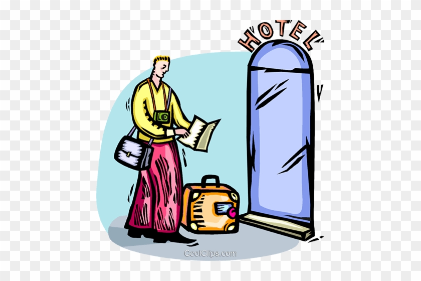 Vacation Stop, Man Arriving - Arriving At Hotel Clipart #1020507