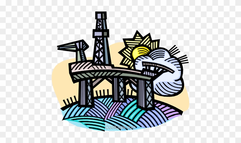 Oil Drilling Platform Royalty Free Vector Clip Art - Oil Drilling Platform Royalty Free Vector Clip Art #1020509