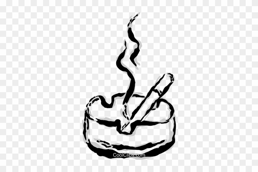 Cigarette And Ashtray Royalty Free Vector Clip Art - Ashtray With Cigarette Drawing #1020527