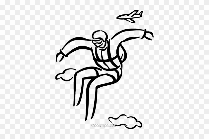 Skydiver Royalty Free Vector Clip Art Illustration - Line Art #1020712