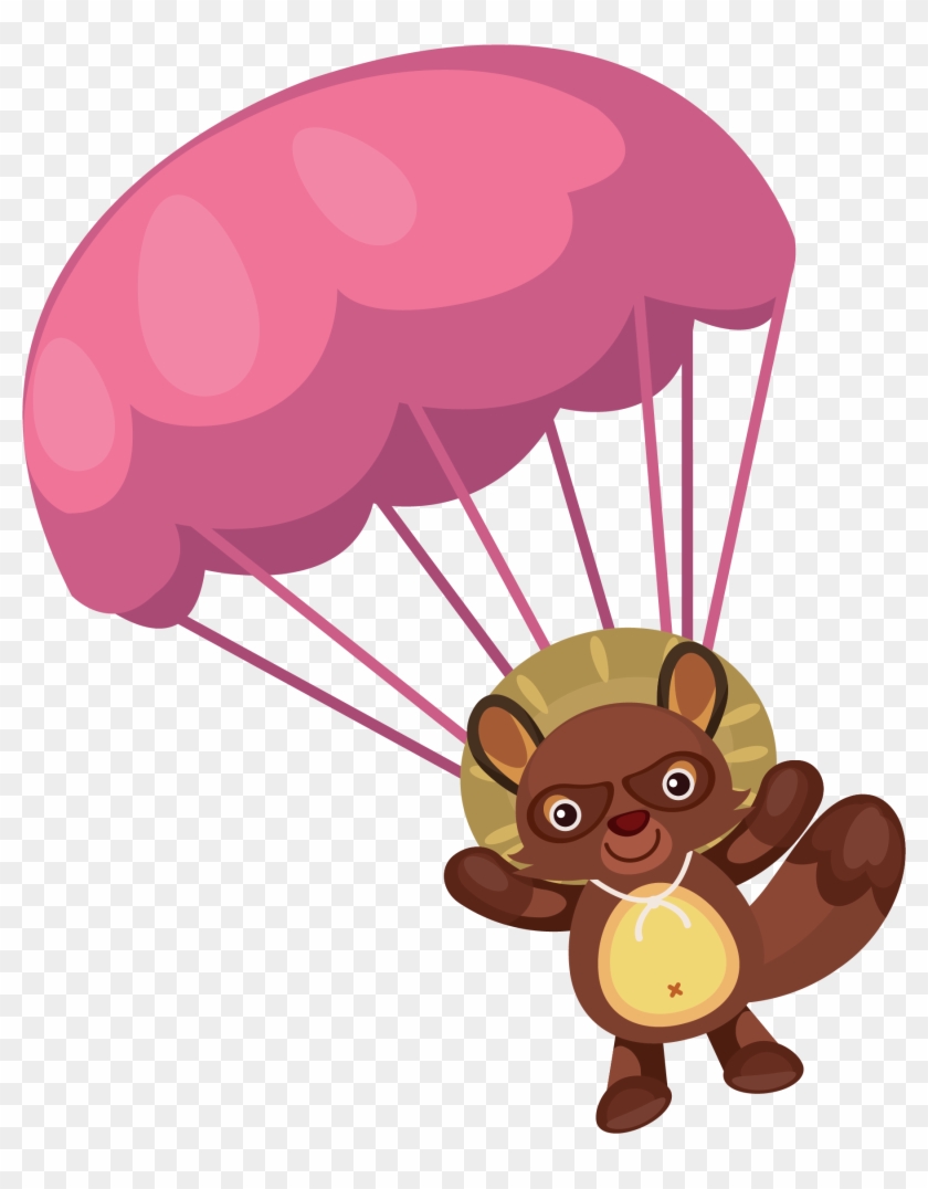 Raccoon Parachute Hat Clip Art Vector Bear And Balloon - Balloon #1020720