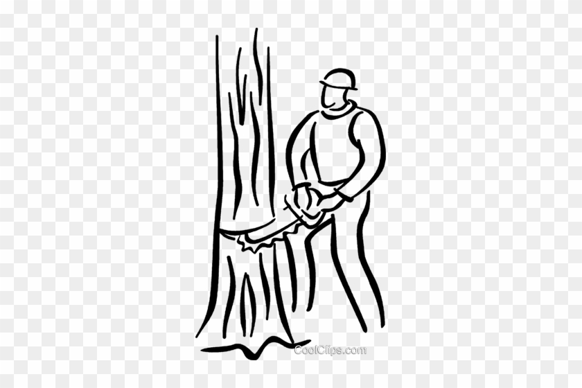 Cutting Trees Clipart Black And White - Man Cutting Down A Tree #1020772