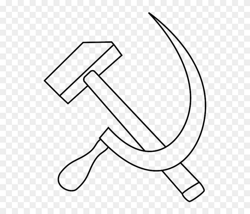 Knife Black, Outline, White, Tools, Hammer, Hardware, - Draw Hammer And Sickle #1020834