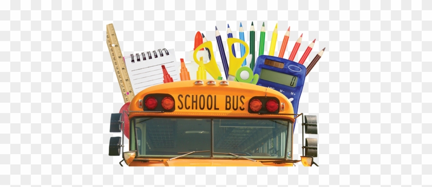 Donation Box With Toys And School Supplies Stock Photo - School Bus With School Supplies #1021891