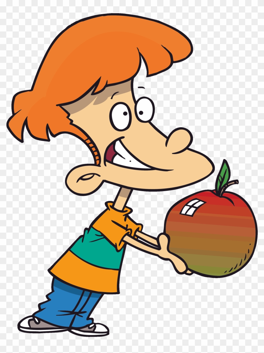 Apple Clipart For Kid - Boy With Apple Clipart #1021920