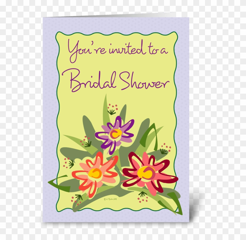 Flower Bouquet Bridal Shower Invite Greeting Card - Lilac Framed Flowers-birthday Card #1022007