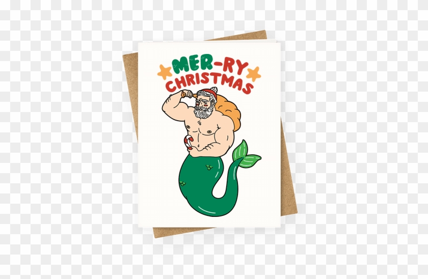 Mer-ry Christmas Greeting Card - Cartoon #1022010